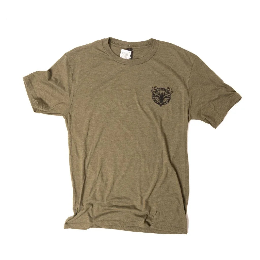 Crazy House Deer Skull T-Shirt DM130-MIL.GRNFRS-46265 - Crazy House Western Wear