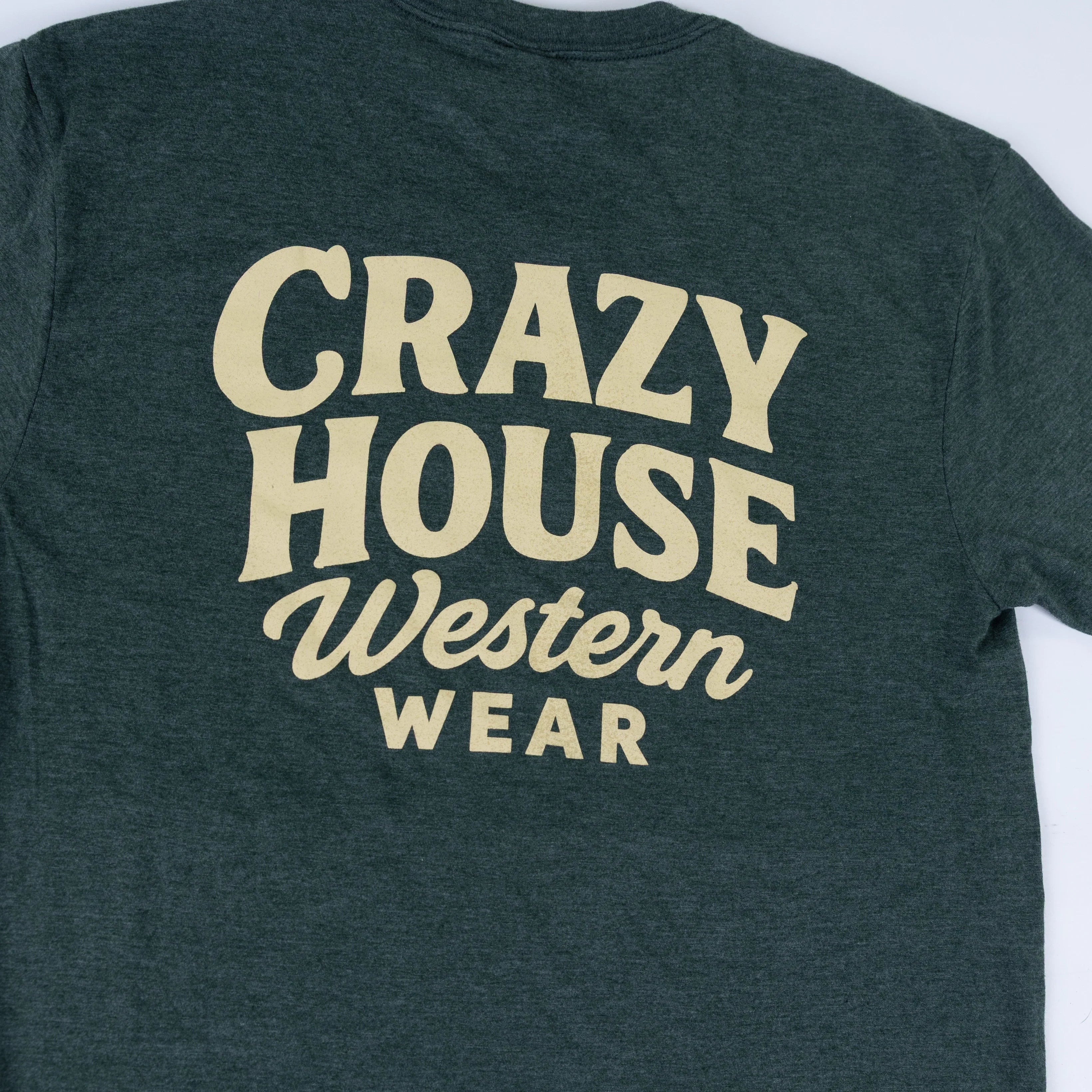 Crazy House Forest Green Short Sleeve Script T-shirt