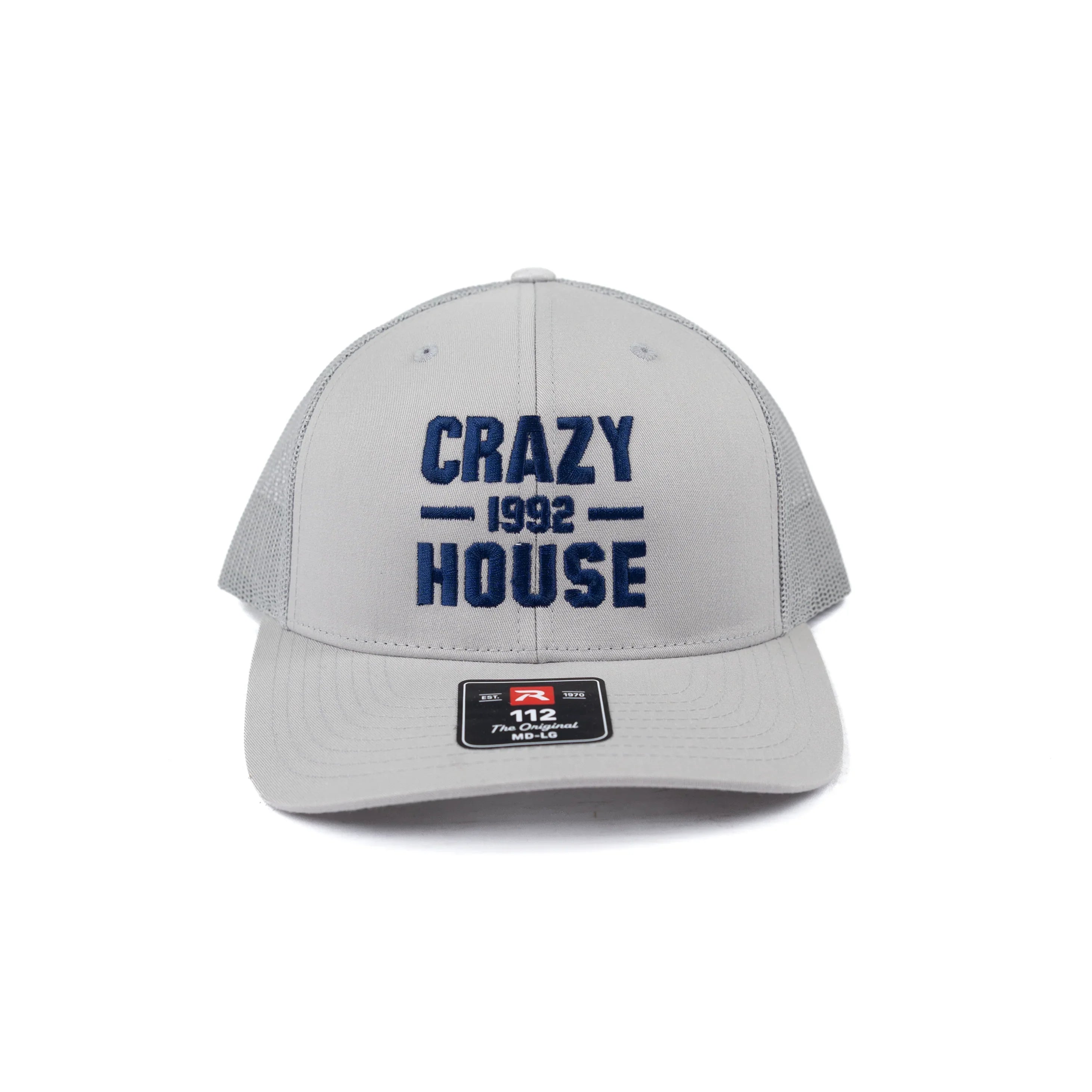 Crazy House Light Gray Cap with Navy Stitching