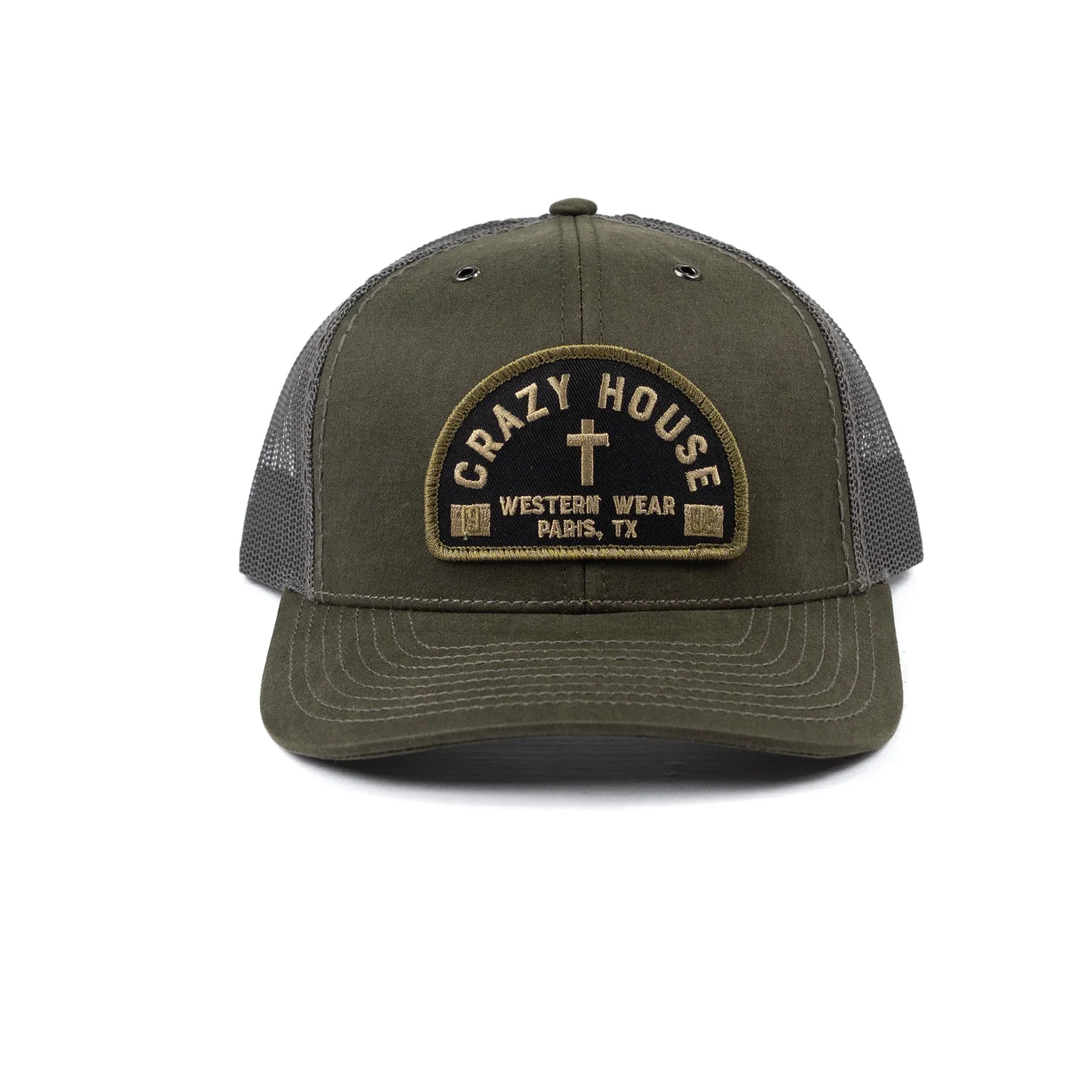 Crazy House Olive Cap with Cross Patch