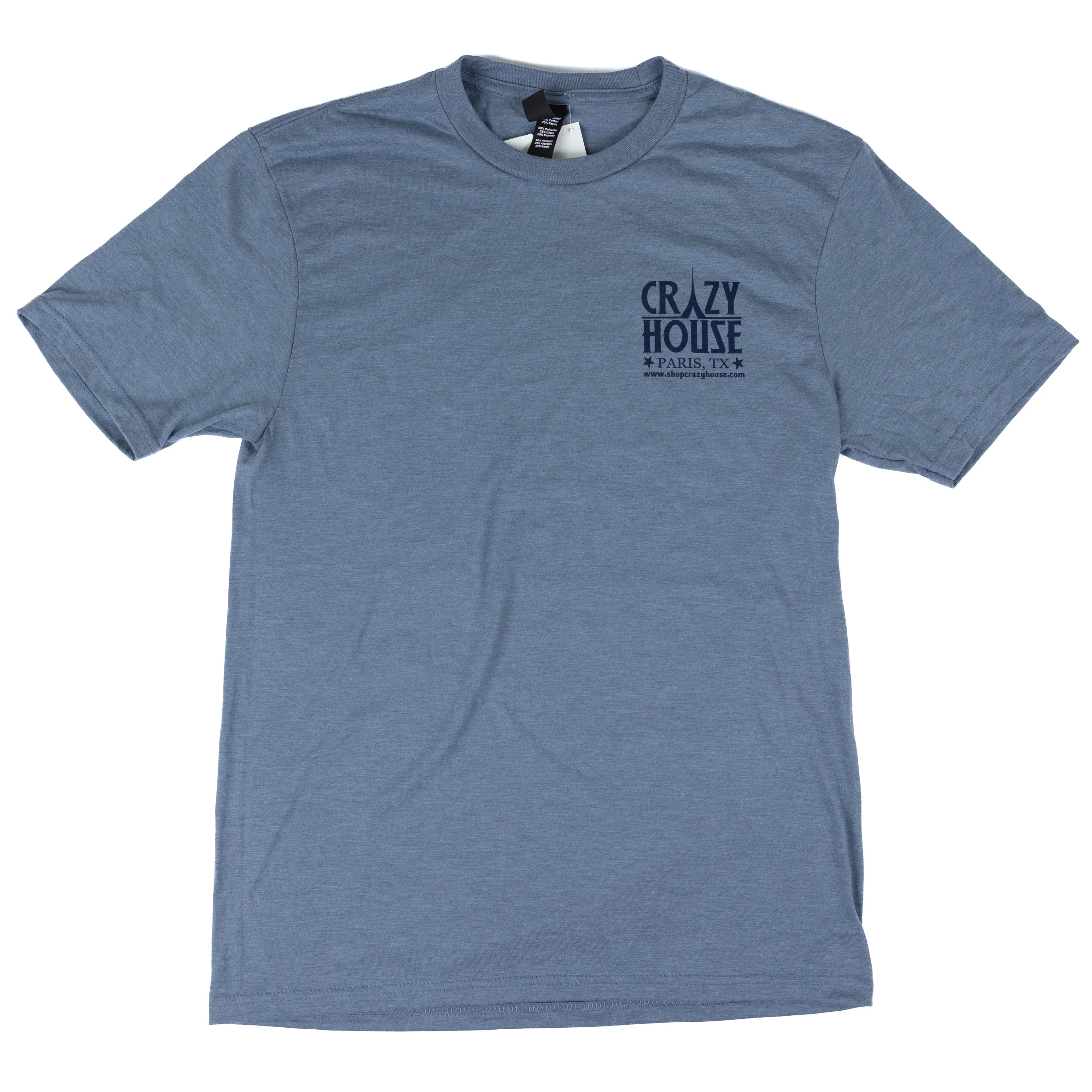 Crazy House Short Sleeve Heather Blue Printed Shirt