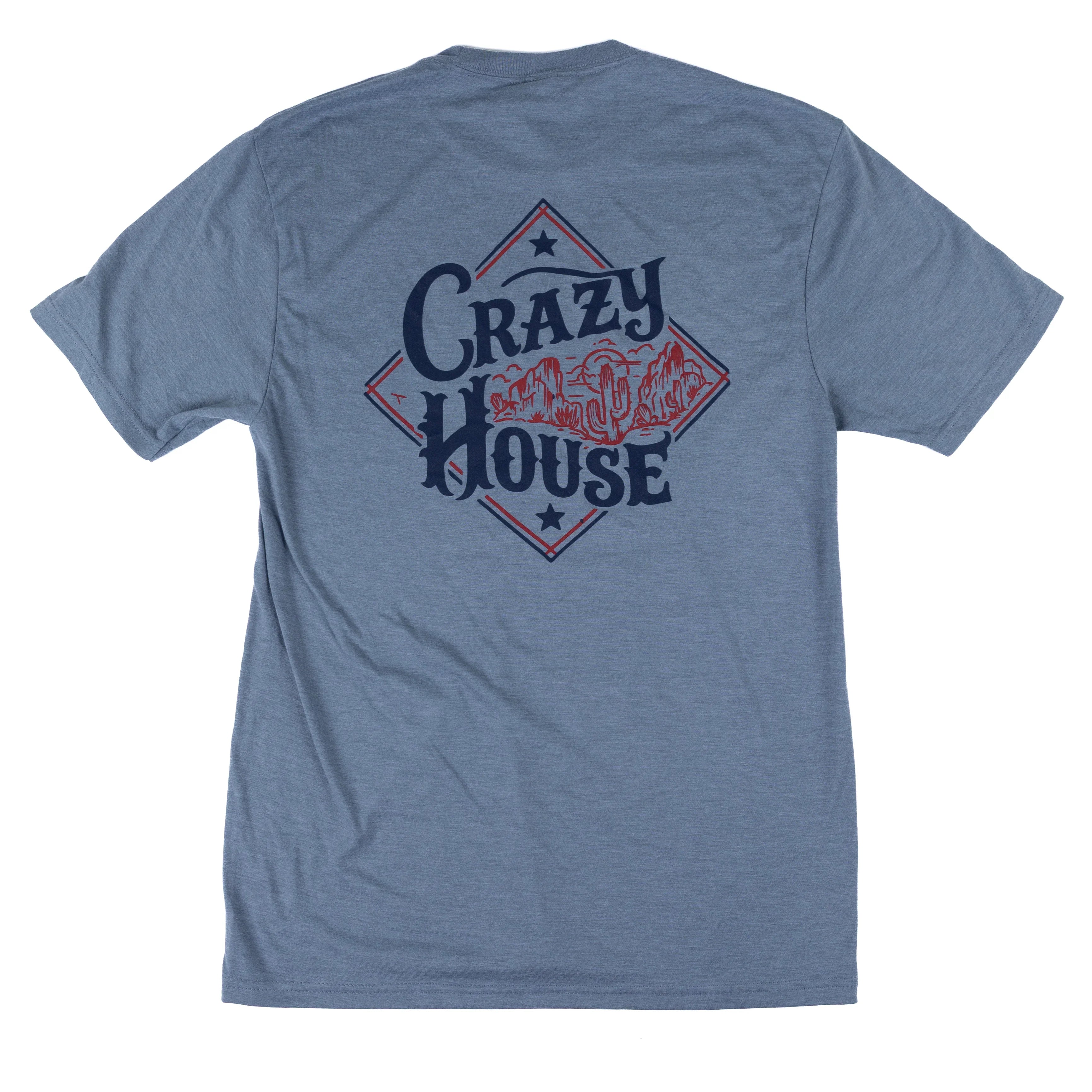 Crazy House Short Sleeve Heather Blue Printed Shirt