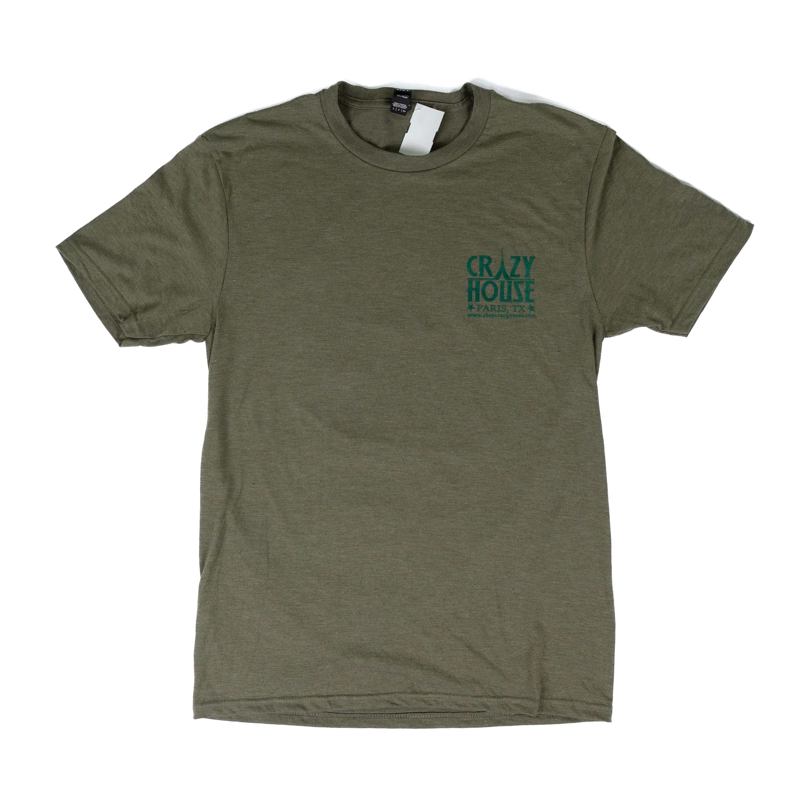 Crazy House Short Sleeve Military Green Printed T-shirt