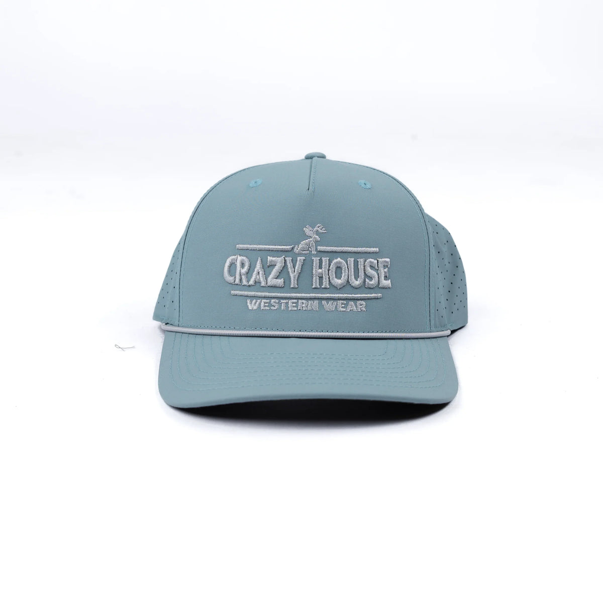 Crazy House Smoke Blue Snapback Cap with Puff Stitching
