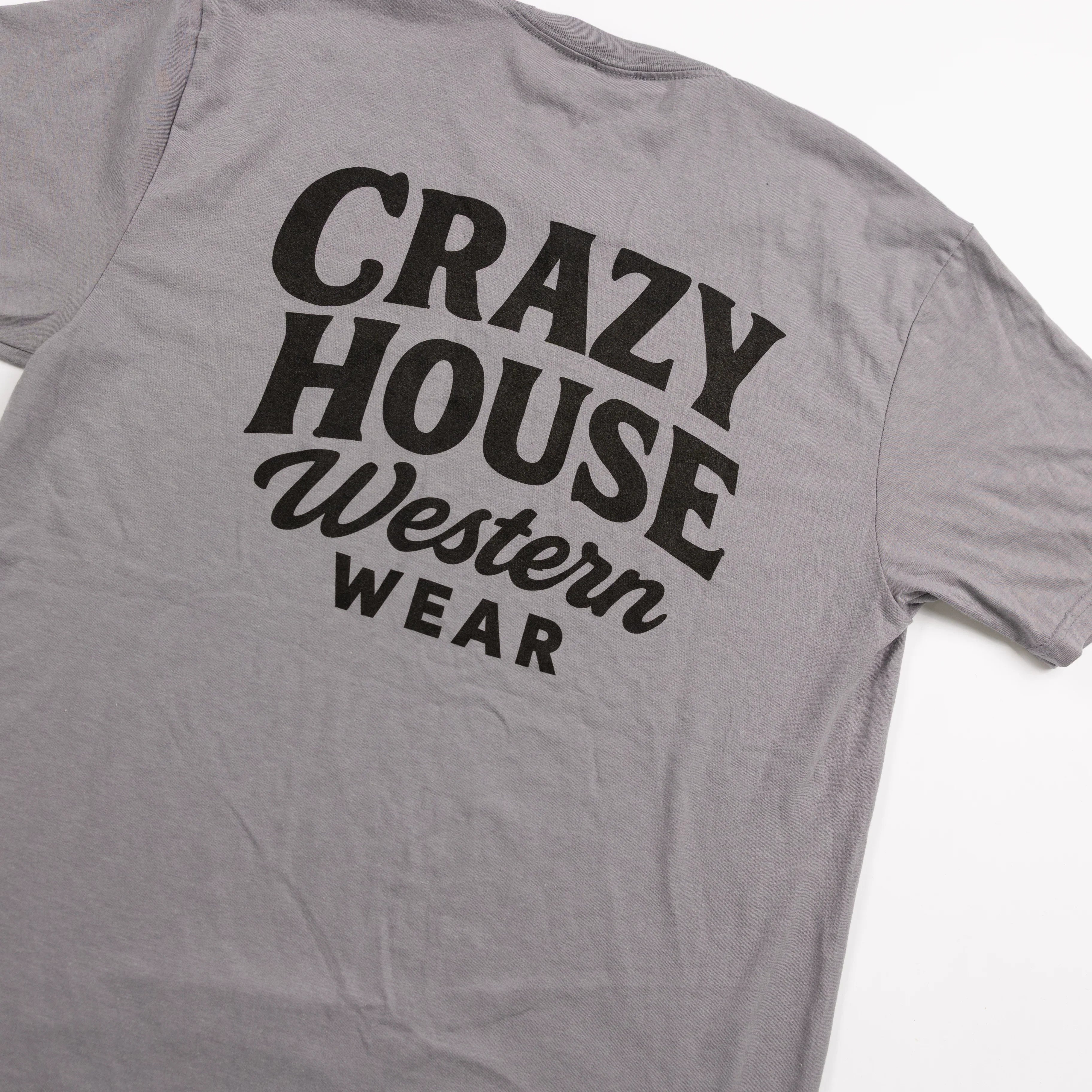 Crazy House Storm Cloud Gray Script T-shirt