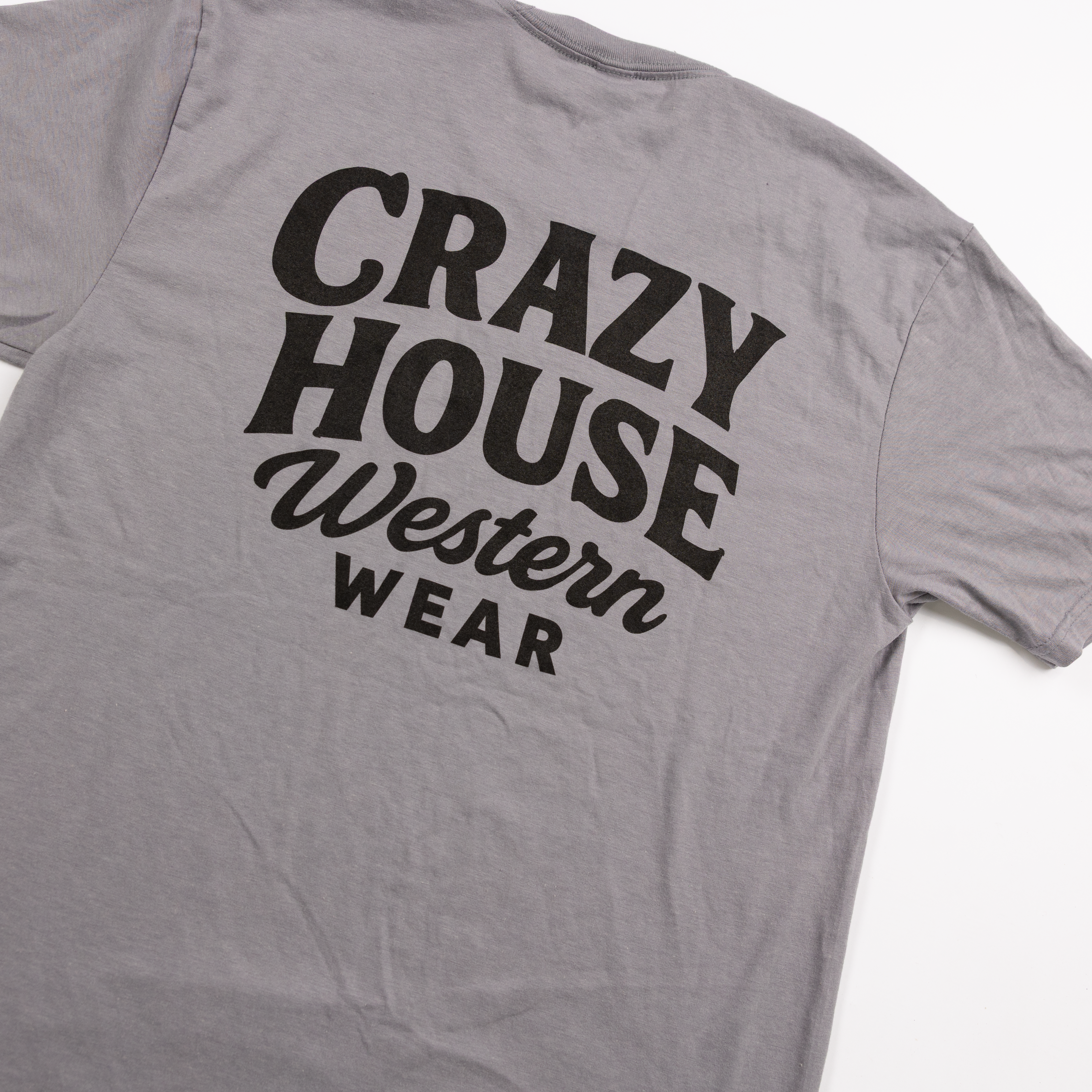 Crazy House Storm Cloud Gray Script T-shirt