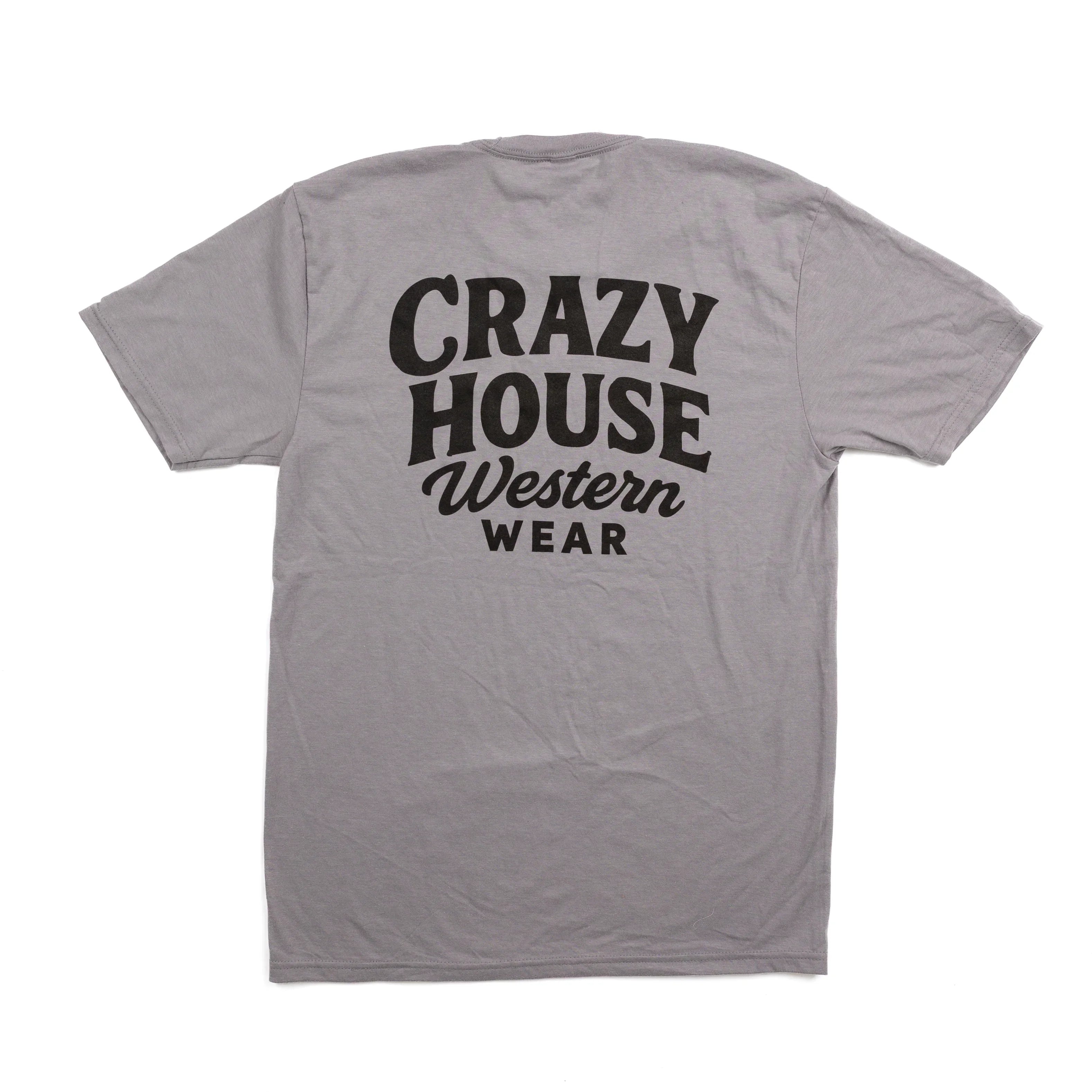 Crazy House Storm Cloud Gray Script T-shirt