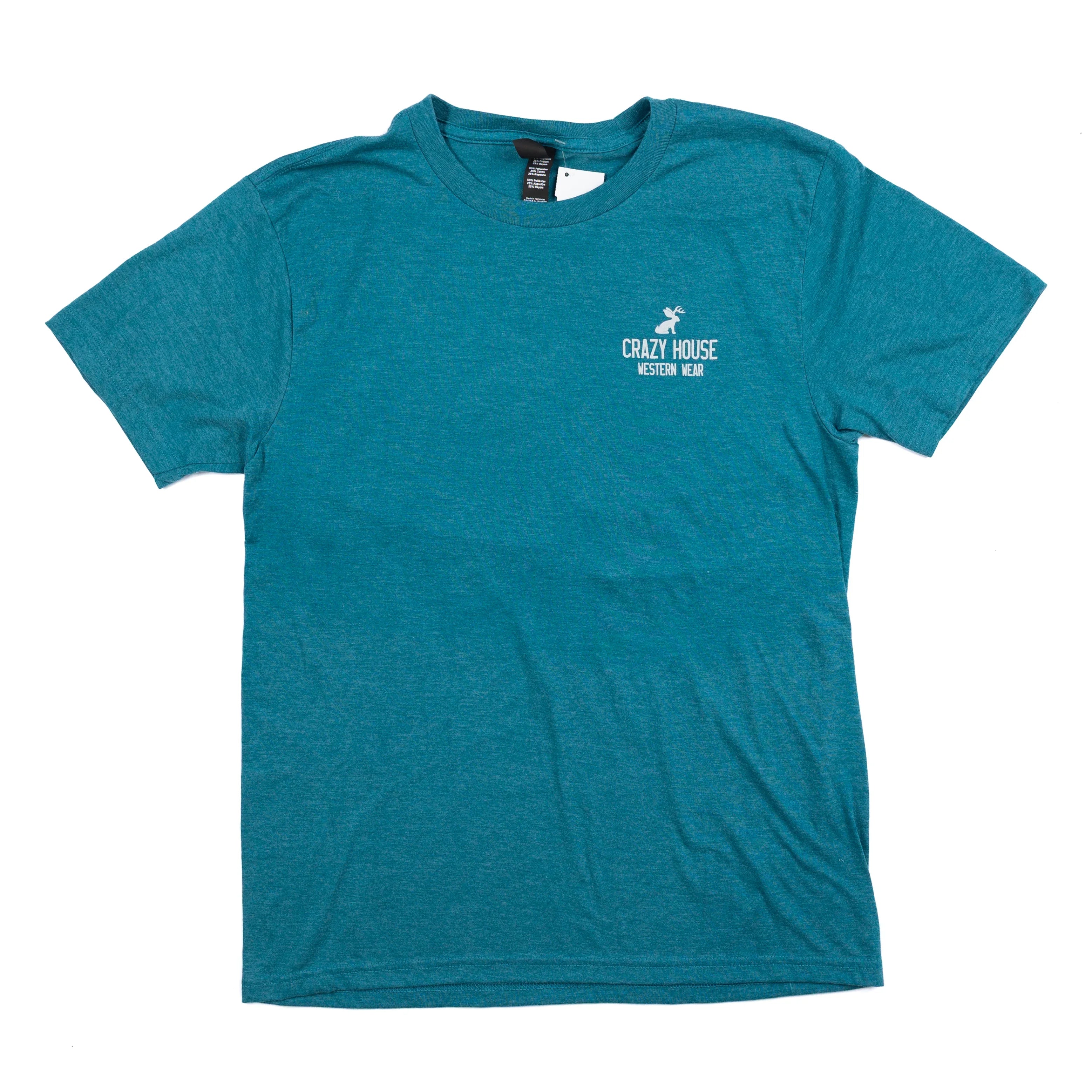 Crazy House Teal and Purple License Plate T-shirt