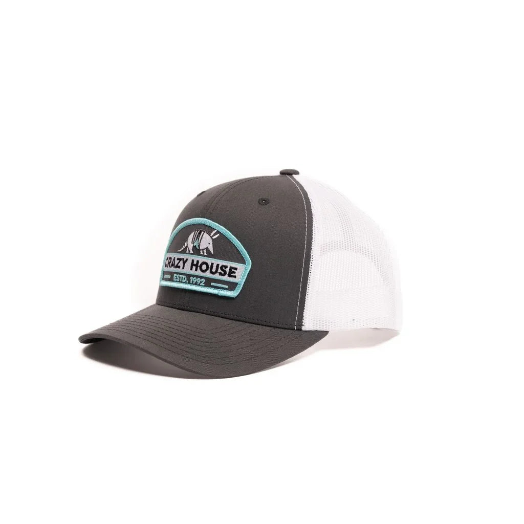Crazy House Unisex Grey and Black Snapback with Armadillo Patch - Crazy House Western Wear