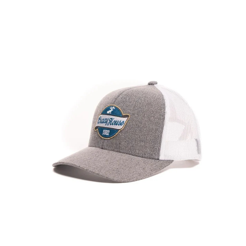 Crazy House Unisex Grey and White Snapback with 1992 Jackelope Patch - Crazy House Western Wear
