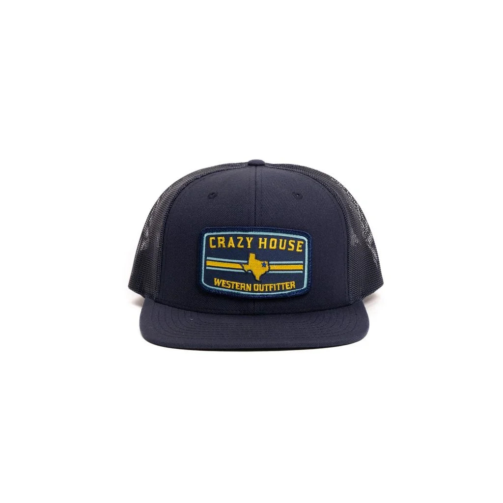 Crazy House Unisex Navy Flatbill Cap with Outfitter Patch - Crazy House Western Wear