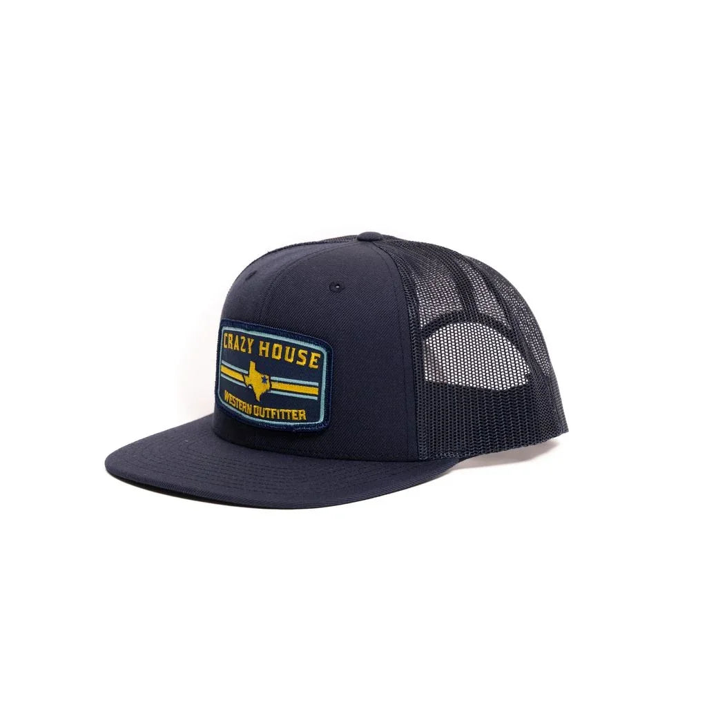 Crazy House Unisex Navy Flatbill Cap with Outfitter Patch - Crazy House Western Wear