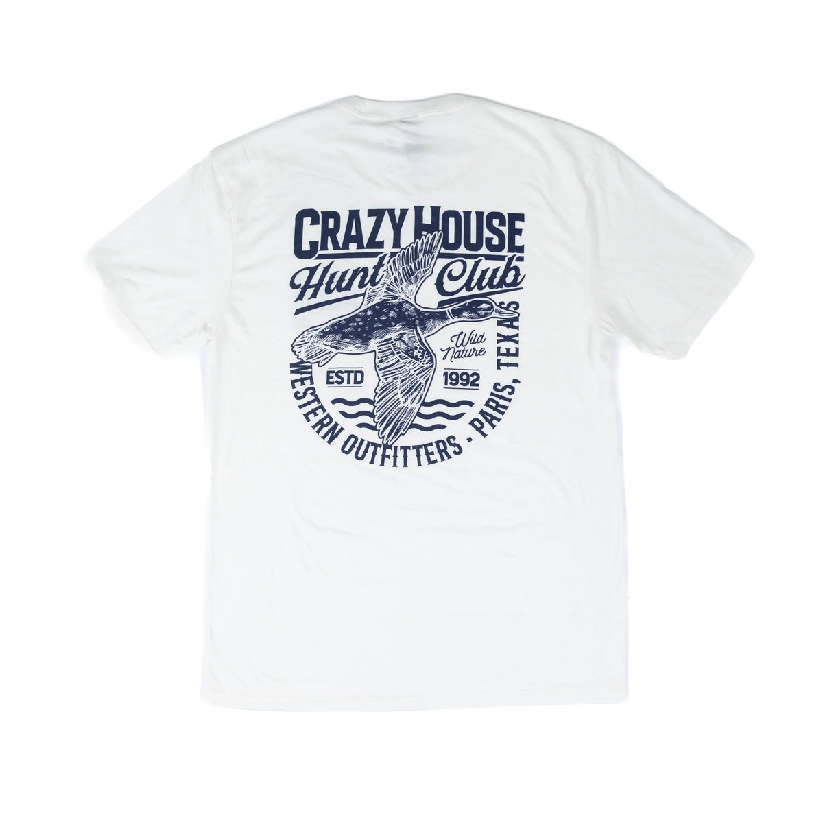 Crazy House White and Navy Duck Hunt Club T-shirt