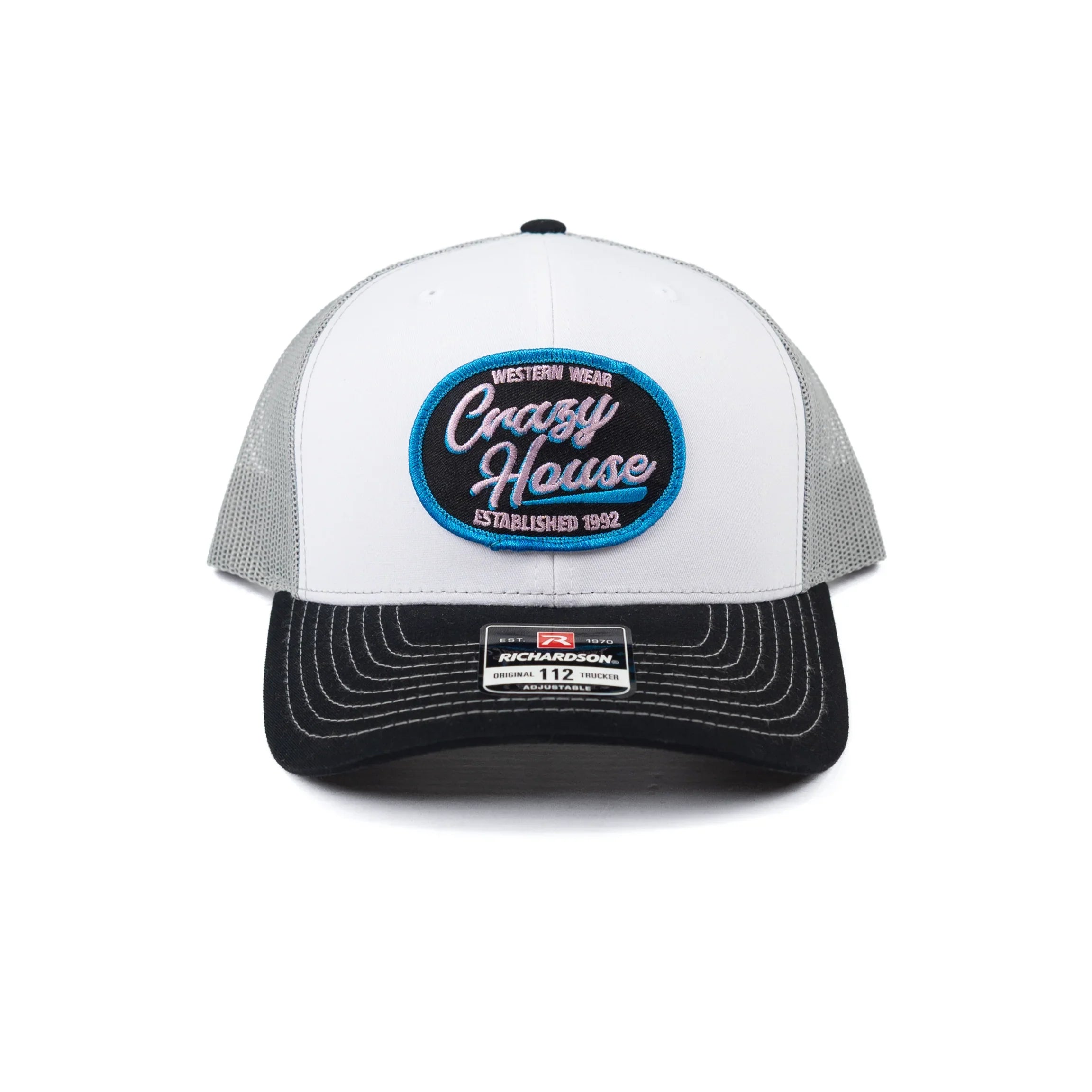 Crazy House White Black and Gray Cap with Vintage Circle Patch