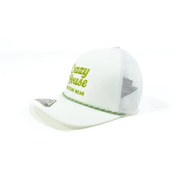 Crazy House White Mesh Snapback Cap