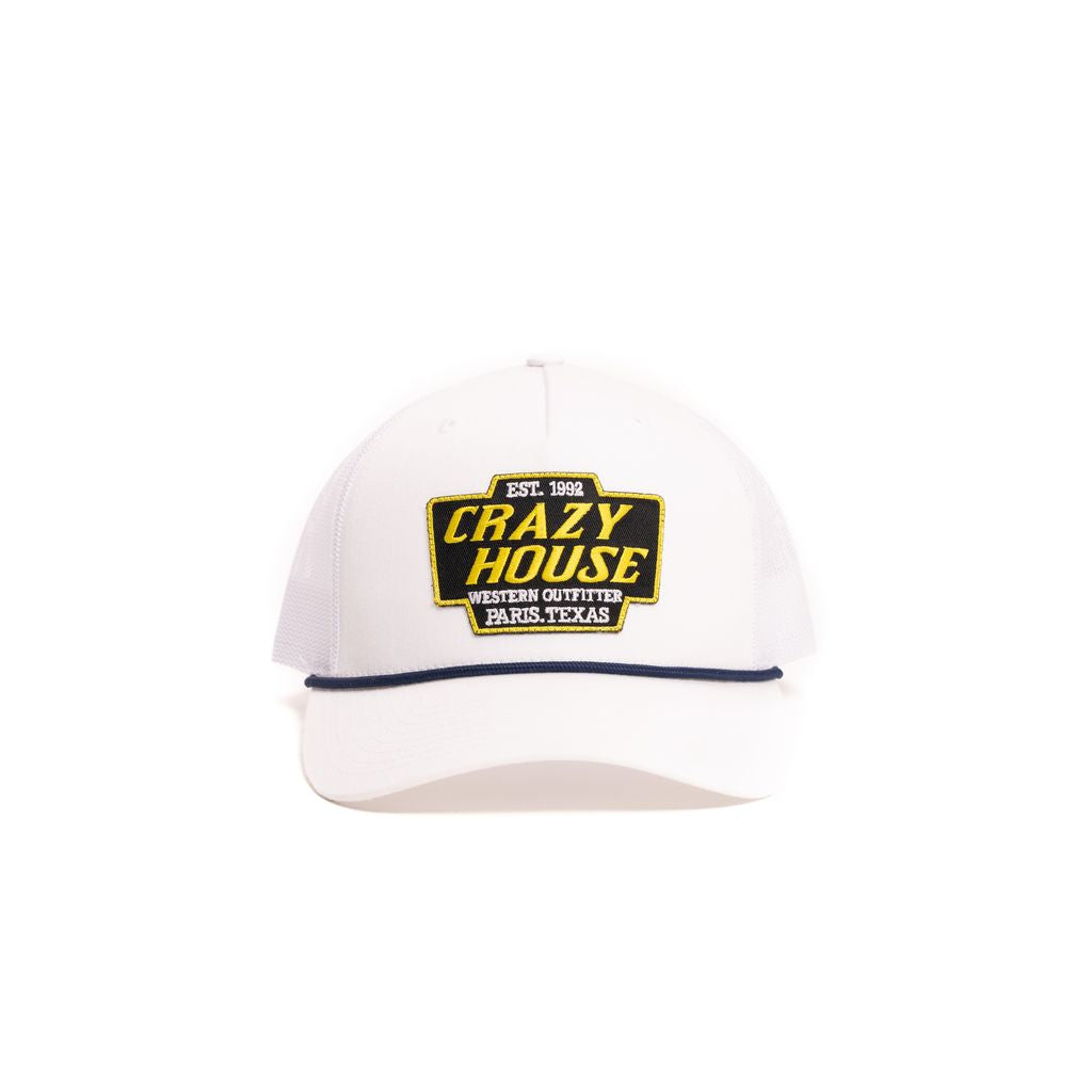 Crazy House Unisex White Snapback with Outfitter Patch - Crazy House Western Wear
