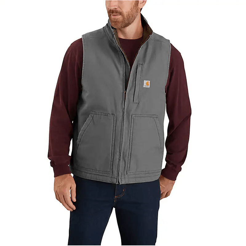 Men's Carhartt Mock-Neck Sherpa-Lined Vest - Loose Fit - Washed Duck 104277-GVL - Crazy House Western Wear