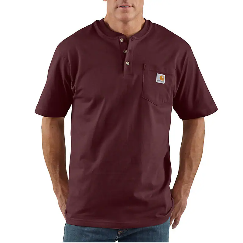 Men's Carhartt Loose Fit Pocket T-shirt Burgundy K84-PRT - Crazy House Western Wear