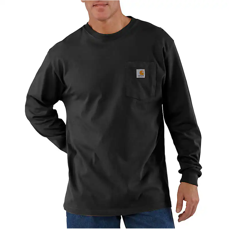 Men's Carhartt Loose Fit Long Sleeve Pocket Shirt - Black K126-BLK - Crazy House Western Wear