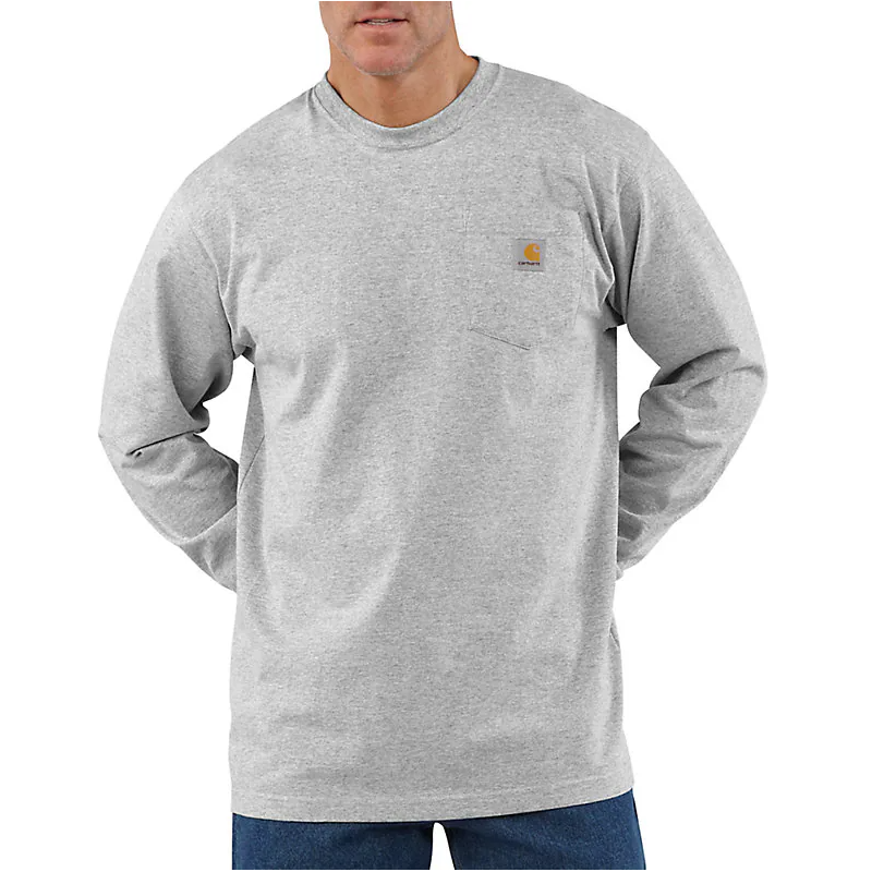Men's Carhartt Loose Fit Long Sleeve Pocket Shirt - Heather Grey K126-HGY - Crazy House Western Wear