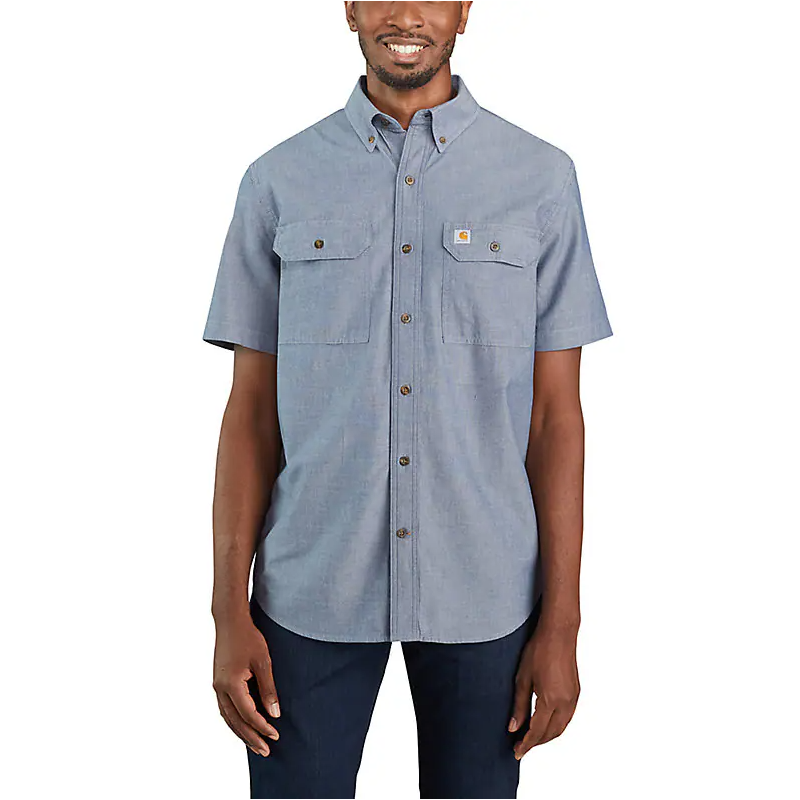 Men's Carhartt Loose Fit Chambray Short Sleeve Shirt - Denim 104369-499 - Crazy House Western Wear