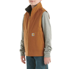 Boy's Carhartt Brown Zip-front Canvas Sherpa Lined Vest