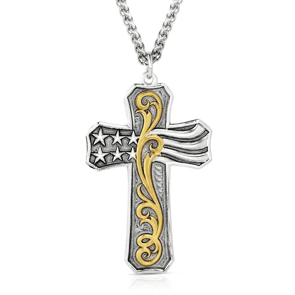 Men's Montana Silversmiths Faith & Freedom American Made Necklace AMNC6417