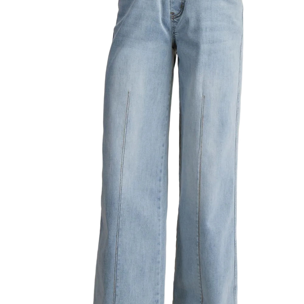 Easel Women's Light Wash Sandblasted Washed Stretch Denim Pants