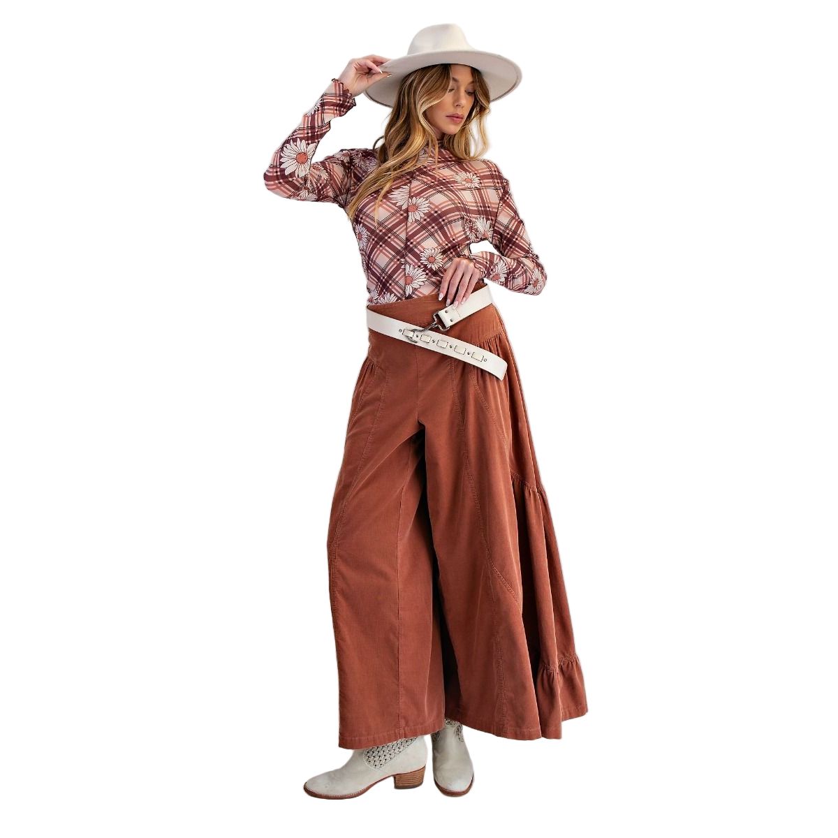 Women's Easel Washed Baby Corduroy Palazzo Pants EB57070