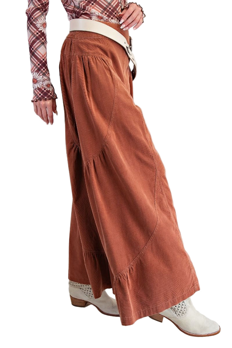 Women's Easel Washed Baby Corduroy Palazzo Pants EB57070