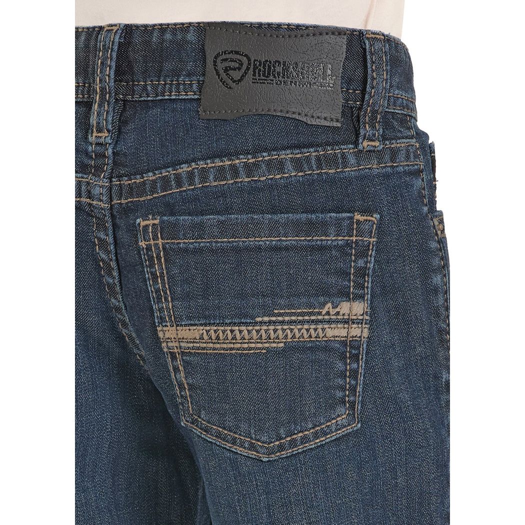 Boy's Rock and Roll Denim Bootcut Regular Fit Dark Wash Jeans BB0BD08579