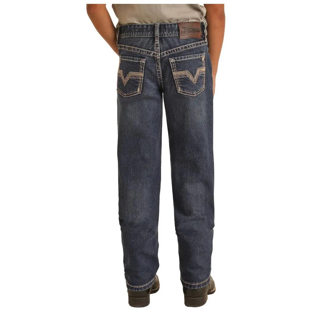Boy's Rock and Roll Denim Rope Stitch Slim Fit Straight Jeans BB1RD03708 - Crazy House Western Wear