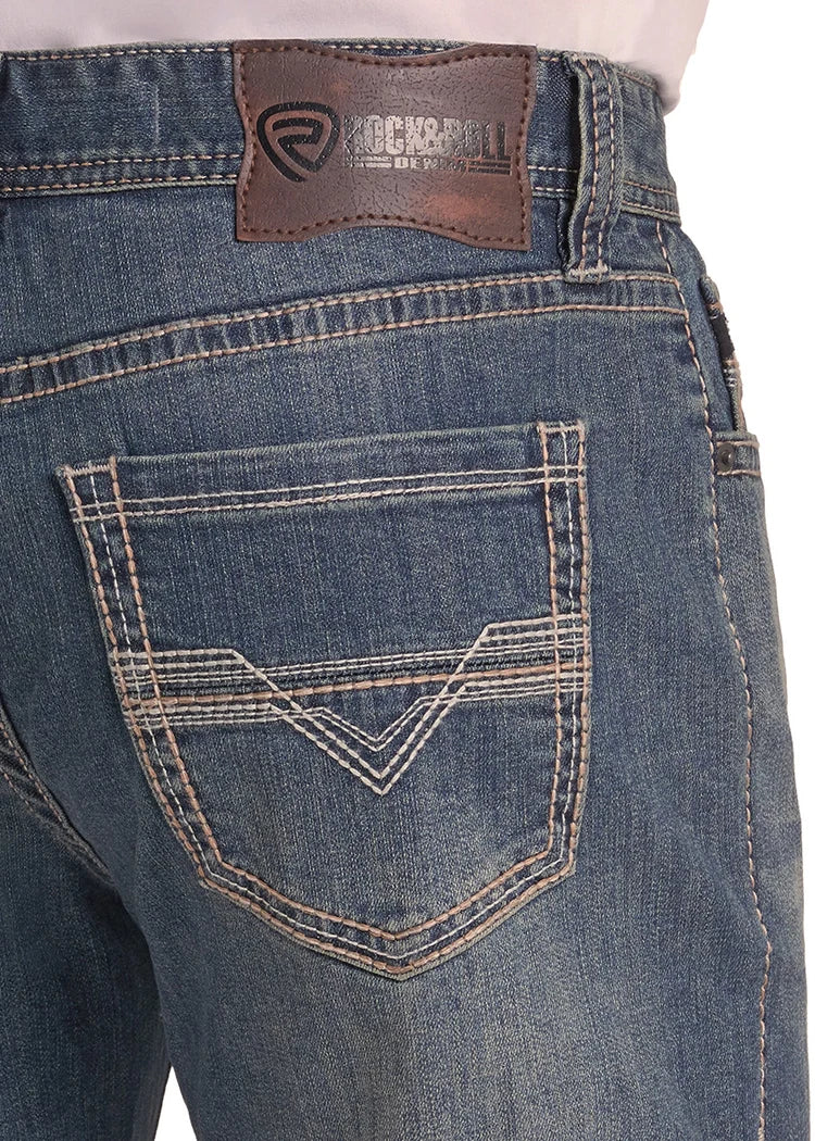 Rock and Roll Men's Relaxed Fit Two Tone Pocket Straight Leg Jeans BM0SD09797