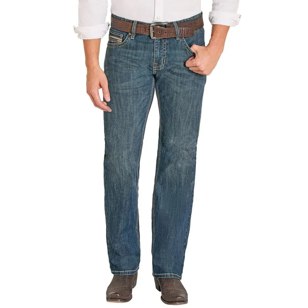 Men's Rock and Roll Denim Straight Embroidered Pistol Straight Jeans BM1PD08013