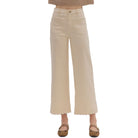 Women's Entro Ecru Solid High Waist Wide Leg Pants P29031