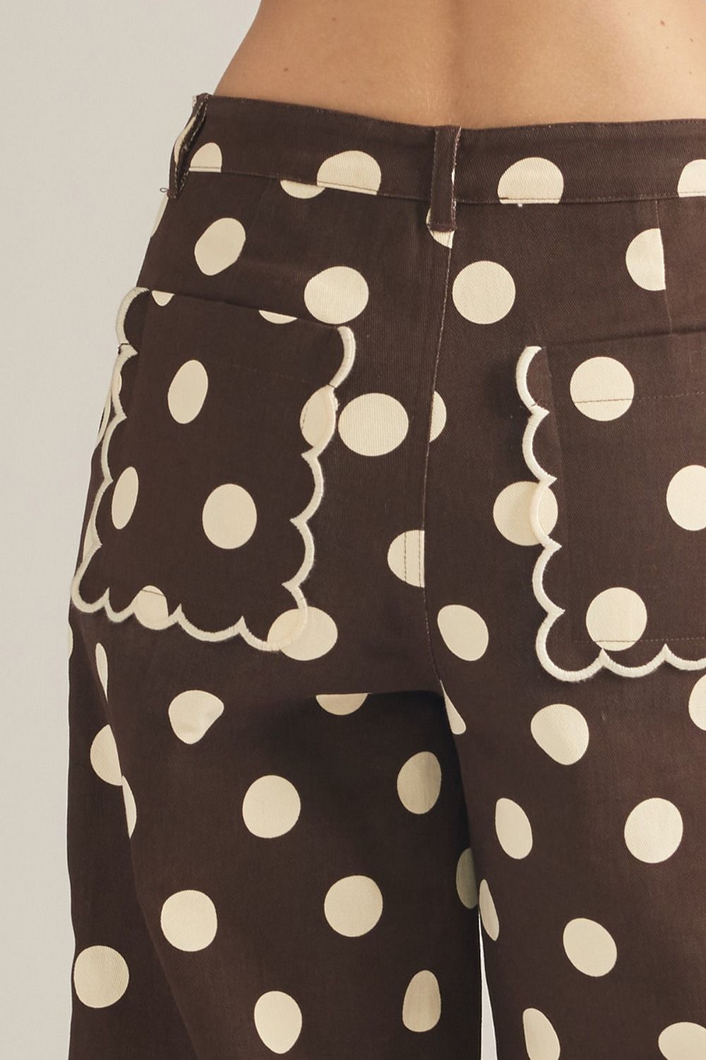 Entro Women's Brown Polka Dot Wide Leg Cropped Pants P31645