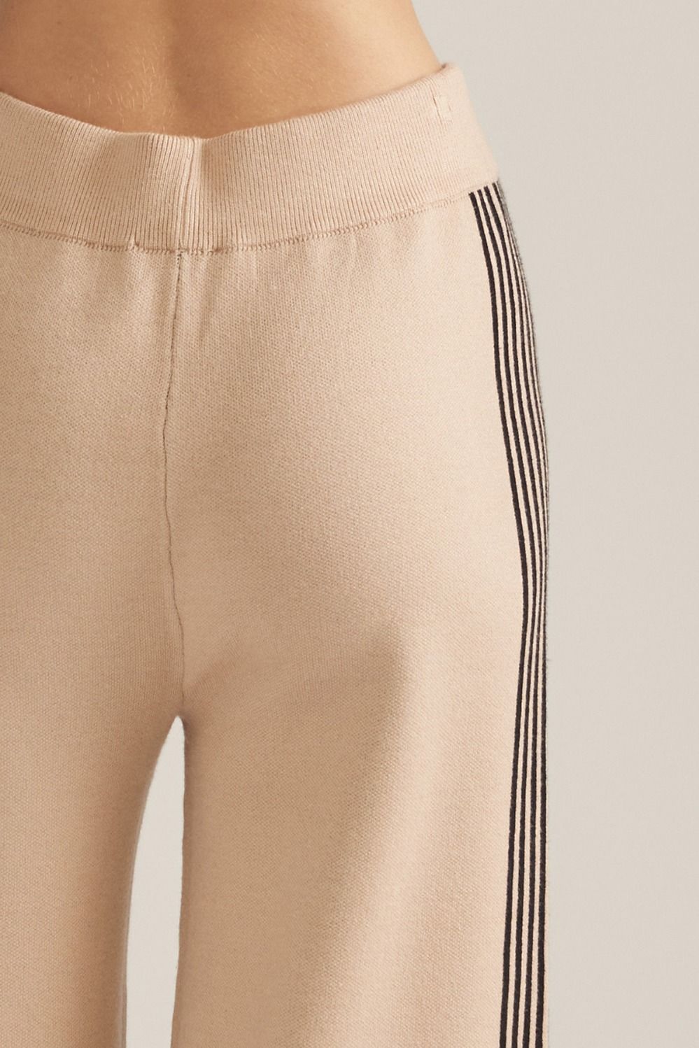 Entro Women's Black/Taupe Striped Wide Leg Pants