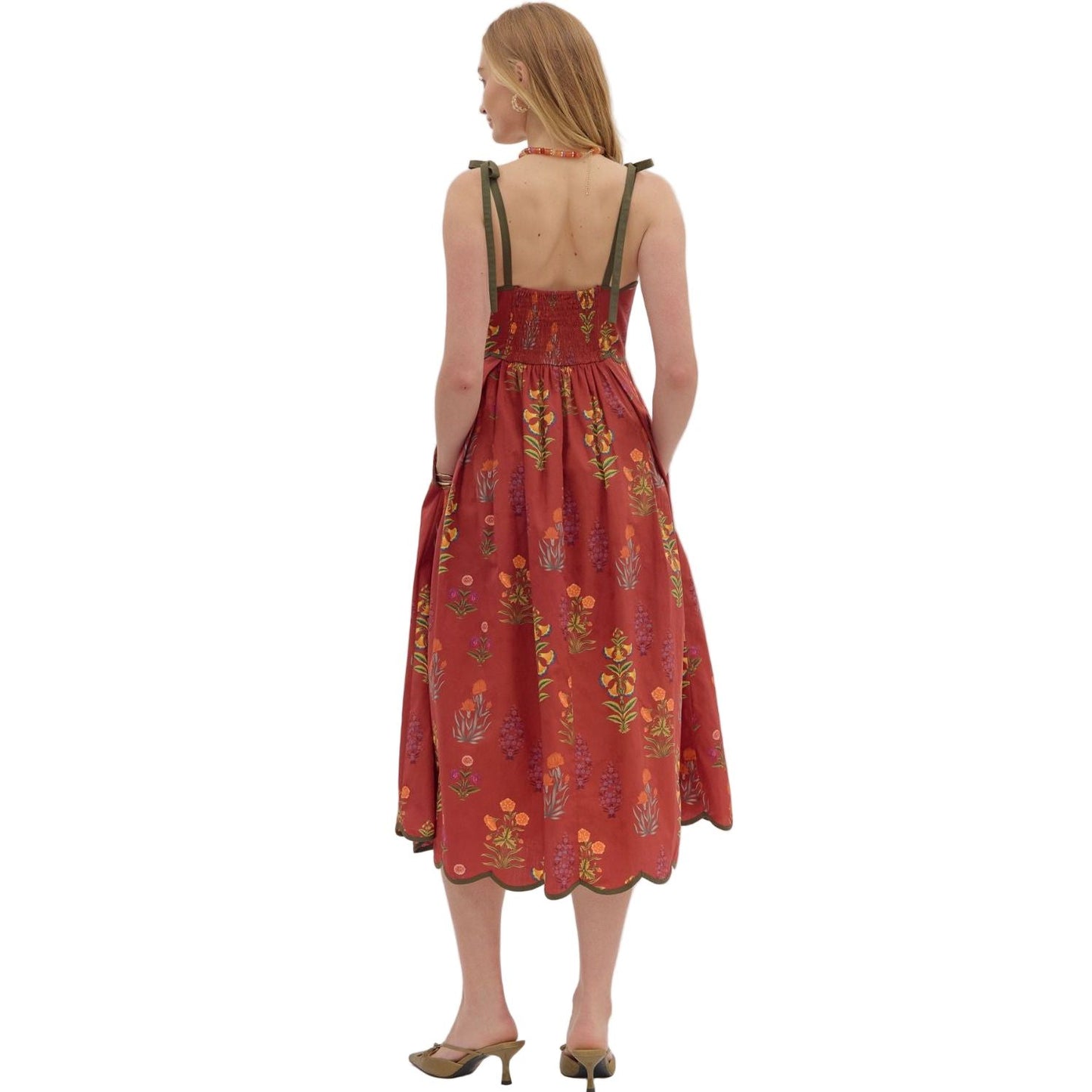 Women's Entro Red Floral Midi Dress D28250