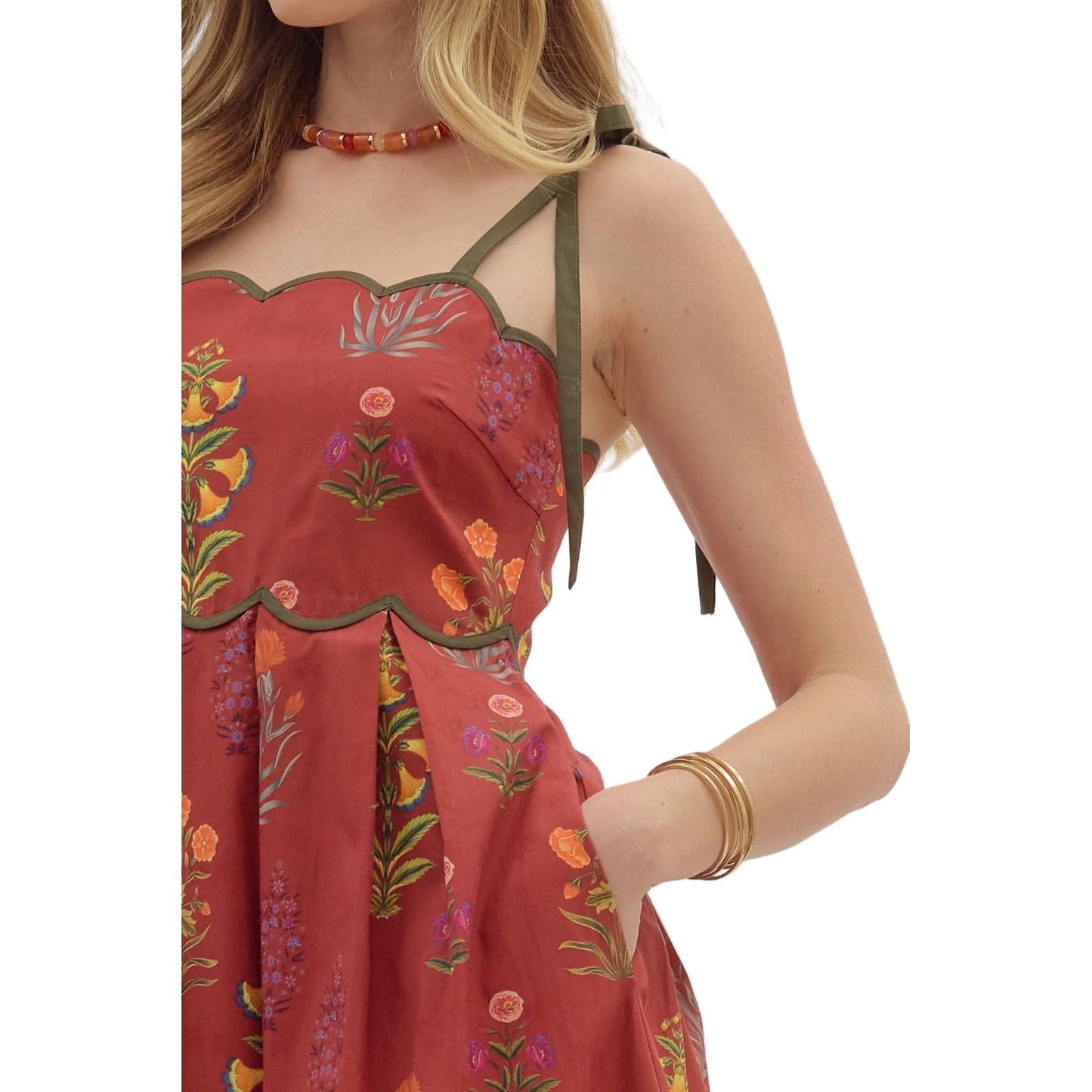 Women's Entro Red Floral Midi Dress D28250