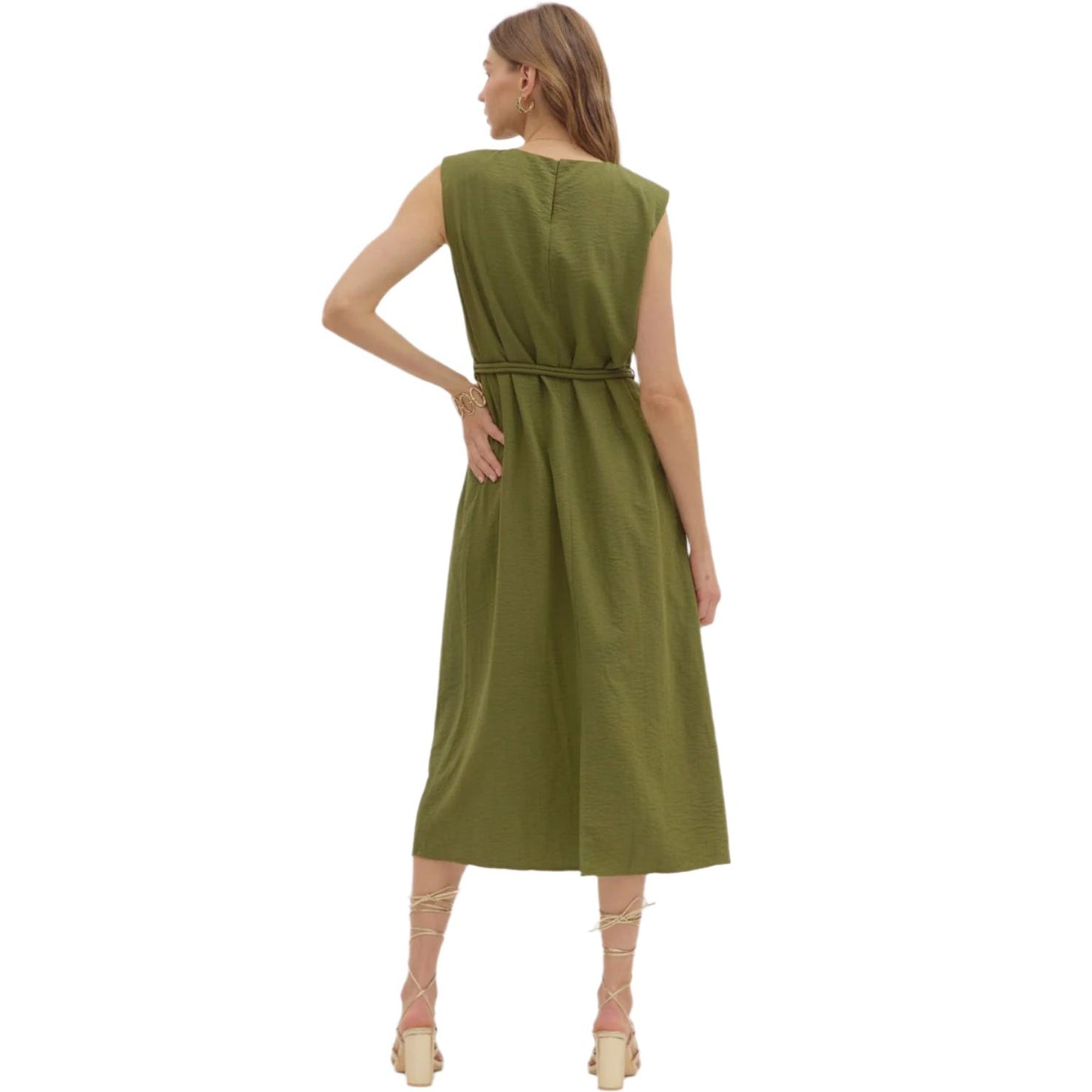 Women's Entro Green Slit Hem Dress D28522