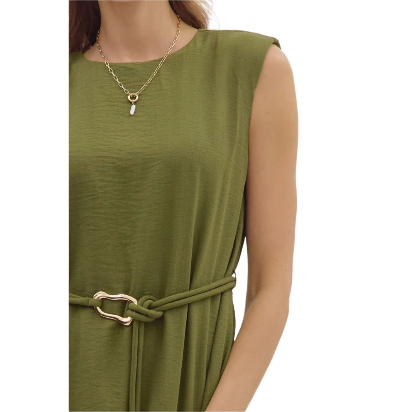 Women's Entro Green Slit Hem Dress D28522