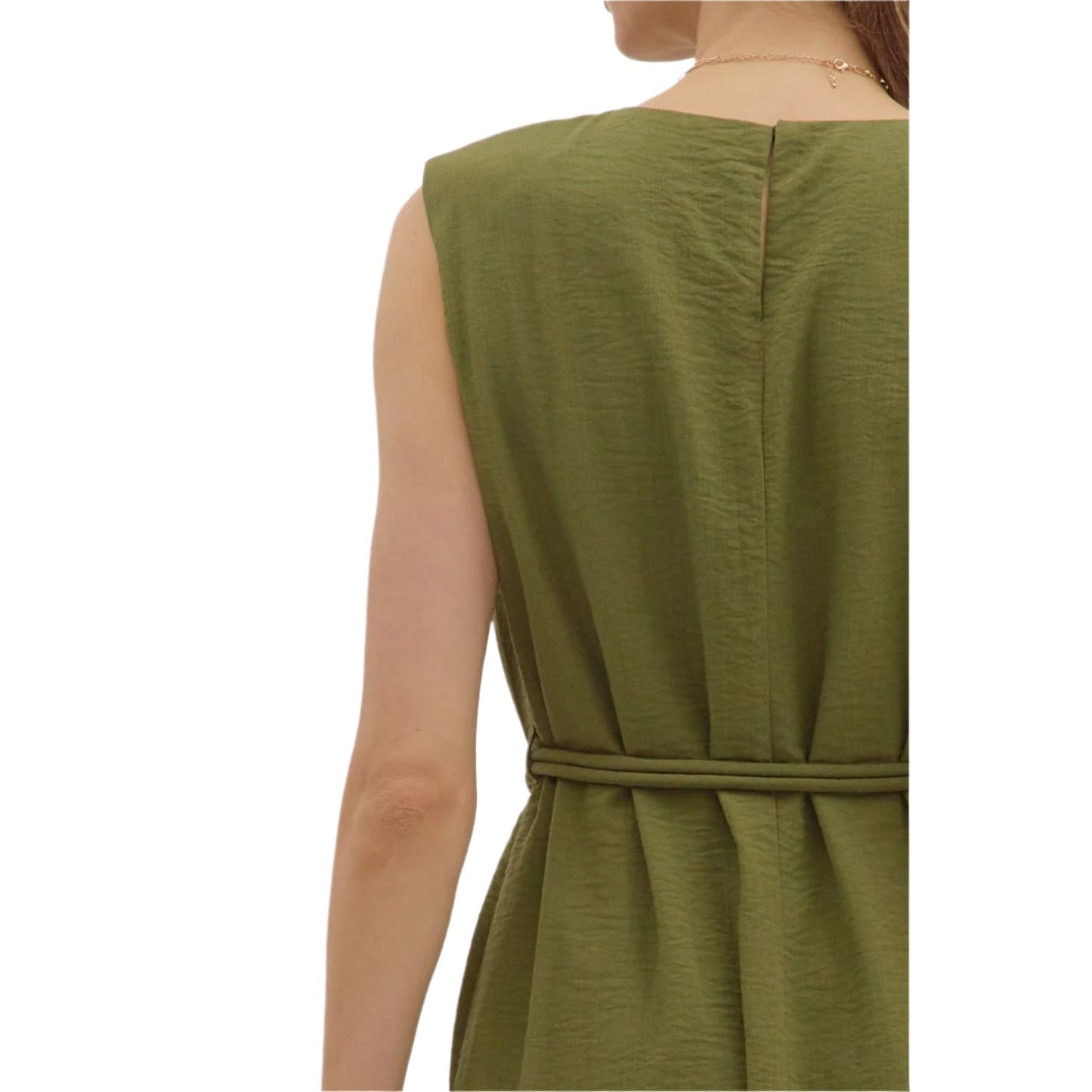 Women's Entro Green Slit Hem Dress D28522