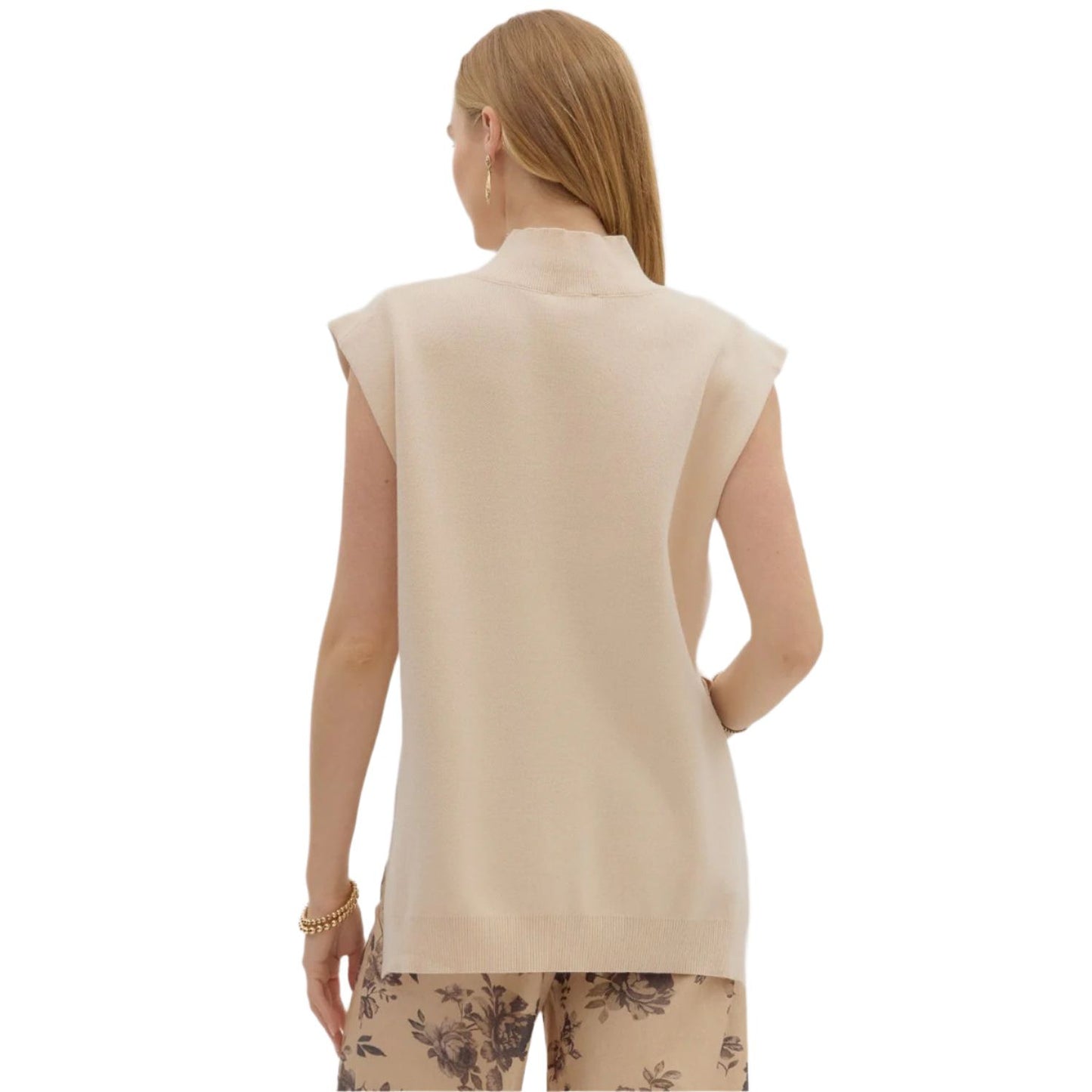 Women's Entro Solid Mock Neck Muscle Tee/ Sweater Pullover Top T27858