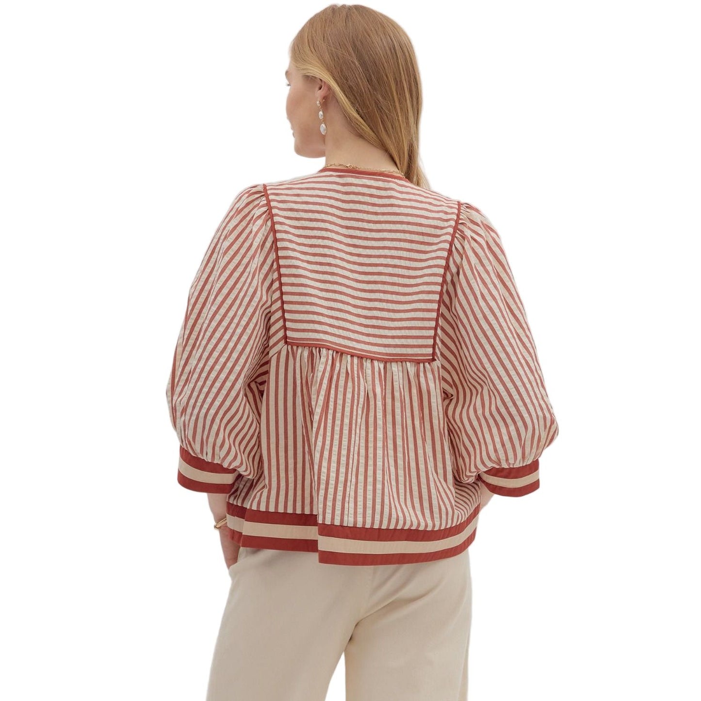 Women's Entro Striped Pattern Blouse T27889