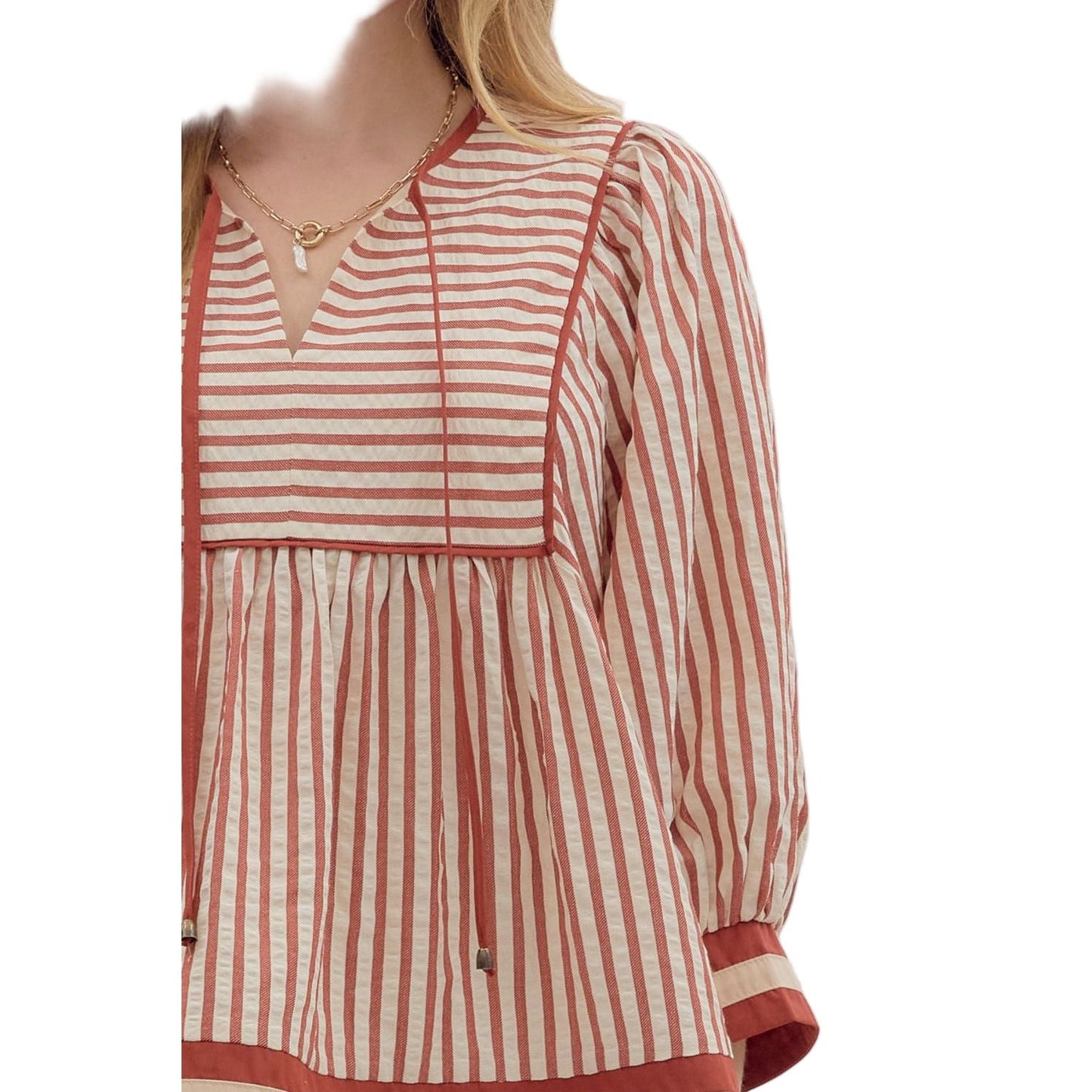 Women's Entro Striped Pattern Blouse T27889
