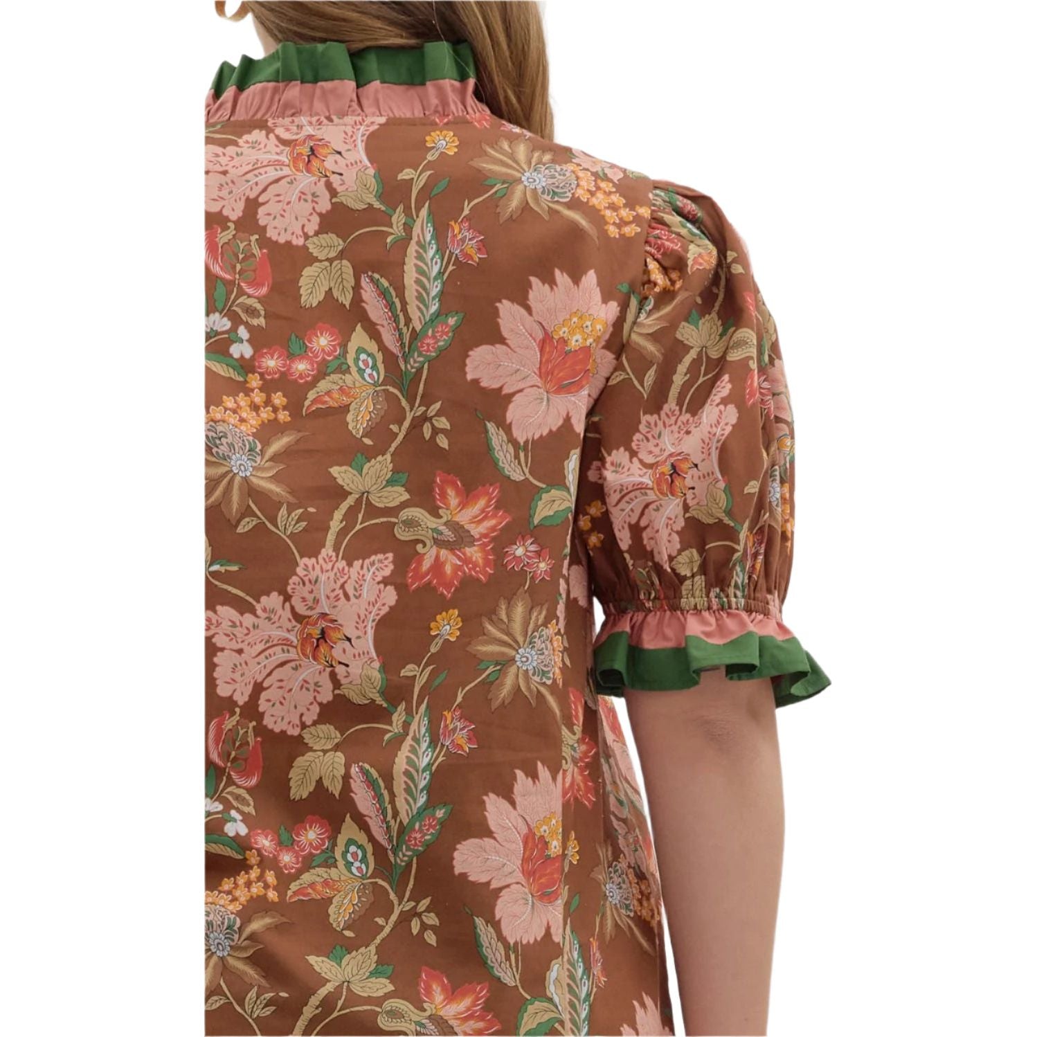 Women's Entro Floral Print Shoulder Puff Sleeve Top T27949P - Crazy House Western Wear