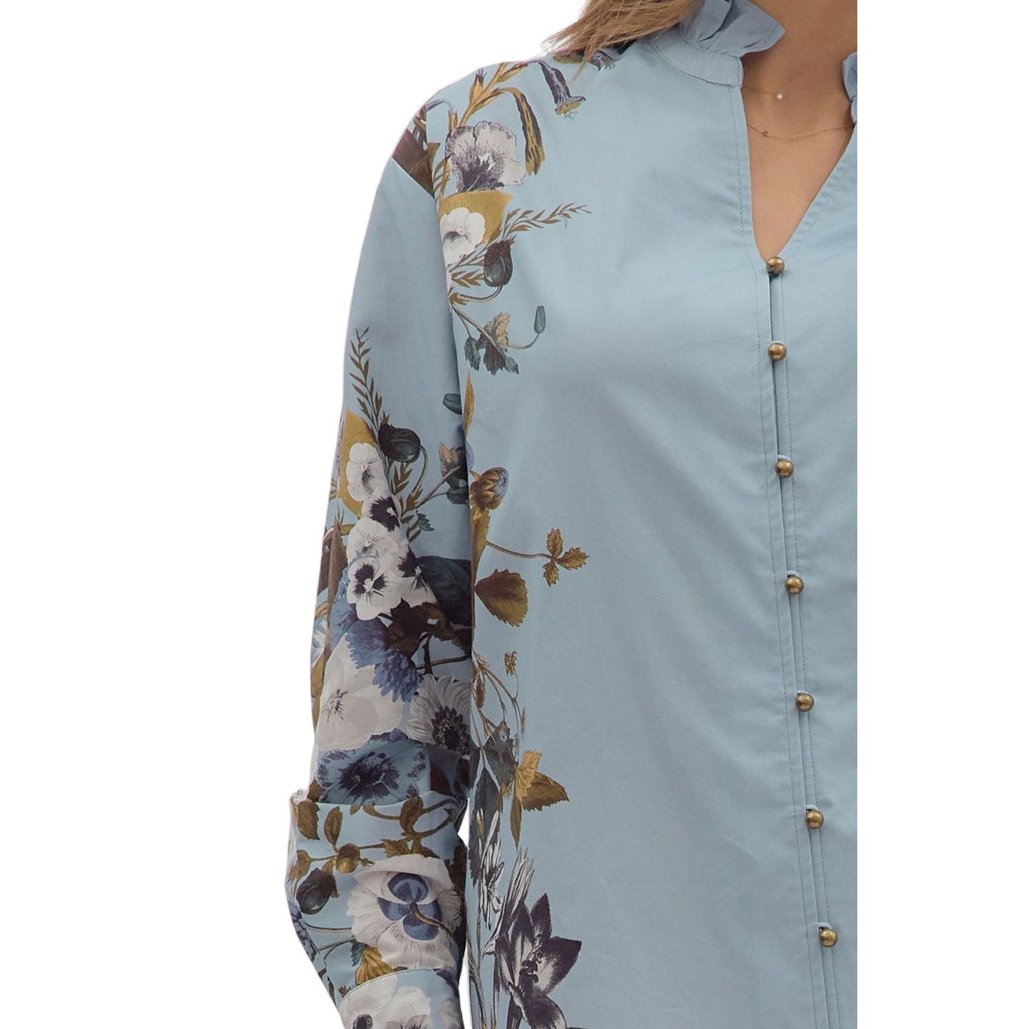 Women's Entro Long Sleeve Floral Chambray Shirt T28313