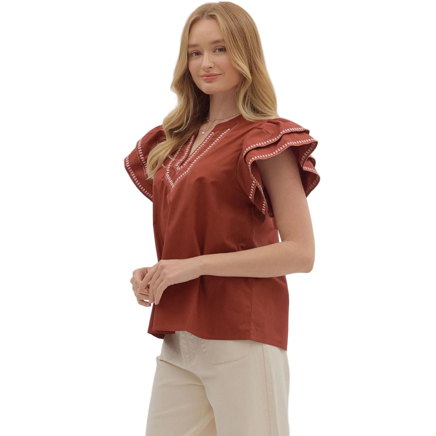 Women's Entro Solid Layered Blouse T28375