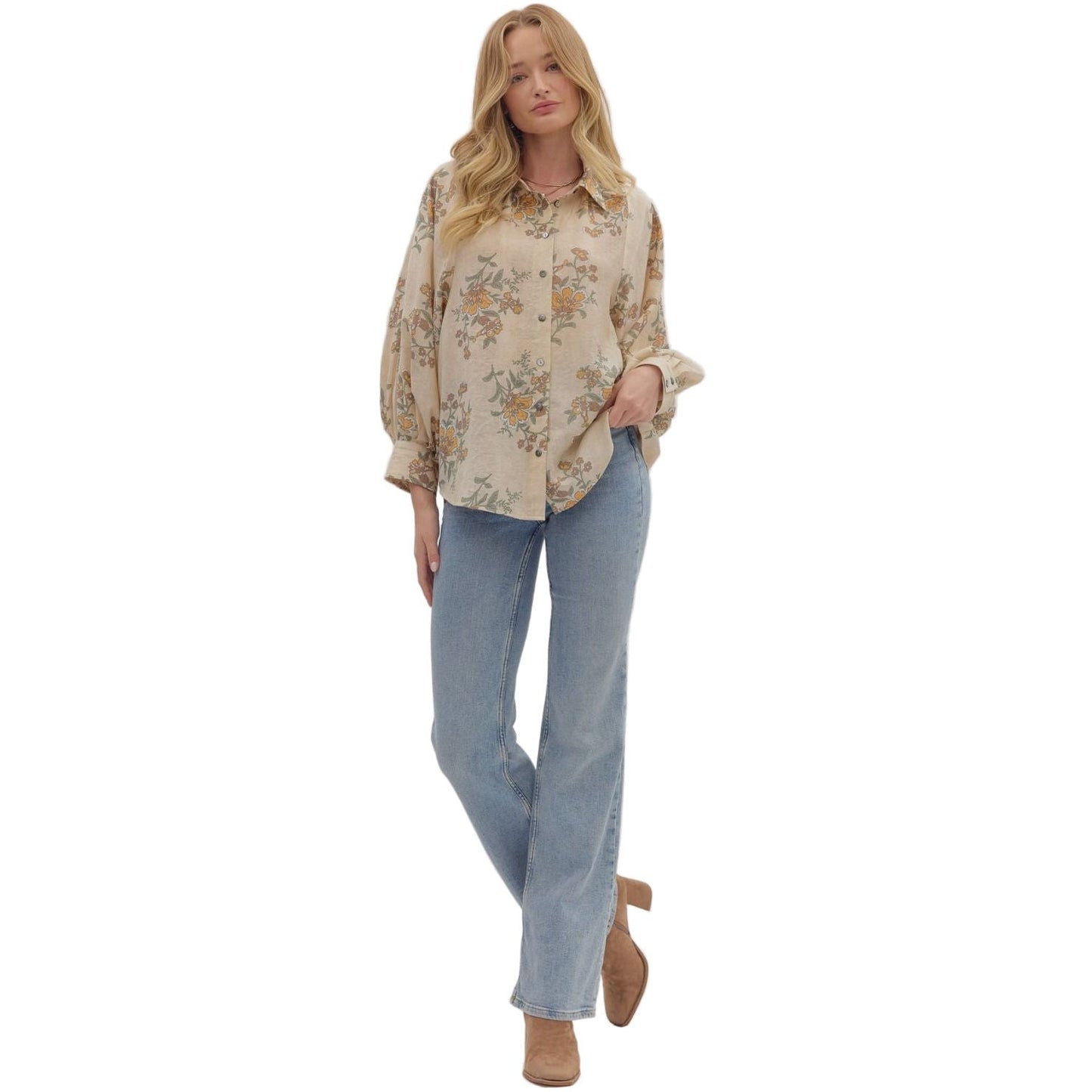 Women's Entro Floral Long Sleeve Blouse T28559