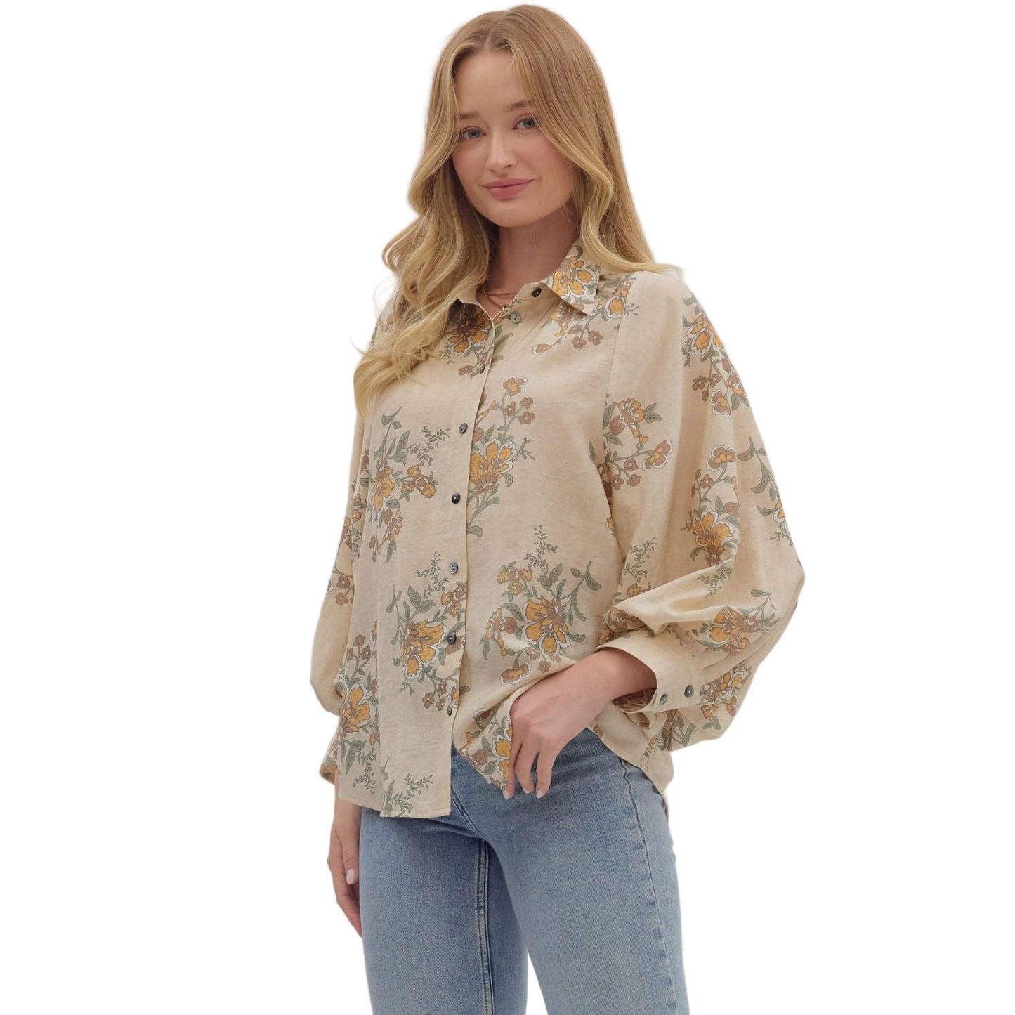 Women's Entro Floral Long Sleeve Blouse T28559